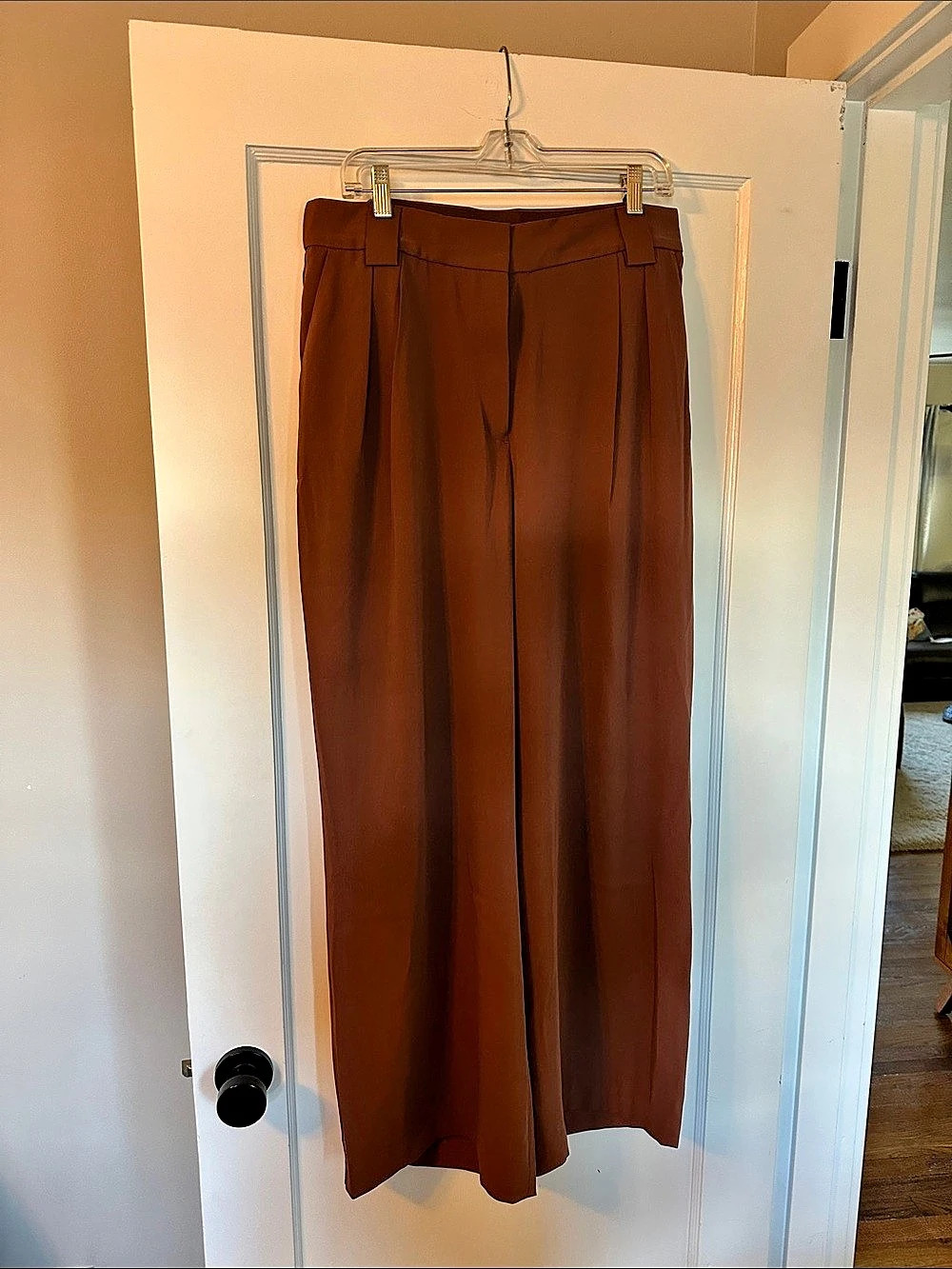 Express Stylist High Waisted Textured Wide Leg Pant Brown